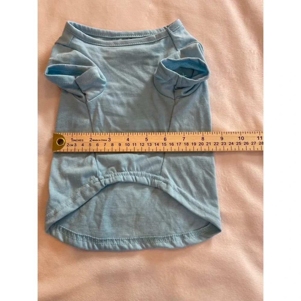 Sock Thief Pet T-Shirt Light Blue Graphic Dog Tee Leash Hole Size Small